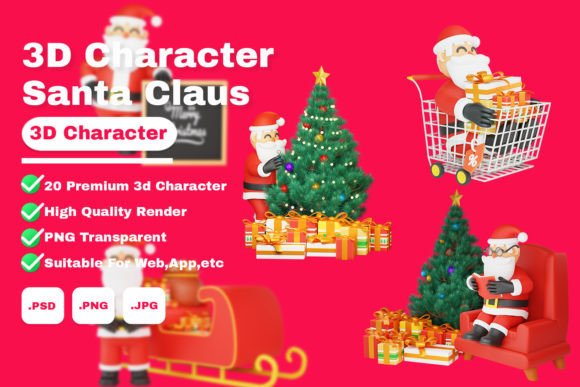 3D Cute Santa Merry Christmas Illustration Review