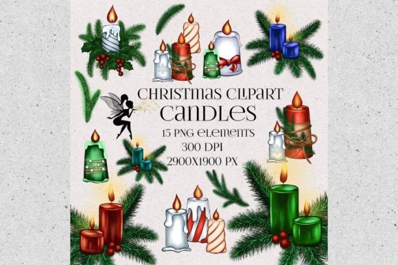 Christmas Candles Clipart for Festive Crafting Projects