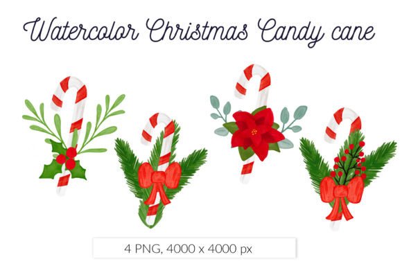 Christmas Candy Cane Set Illustrations for Crafting