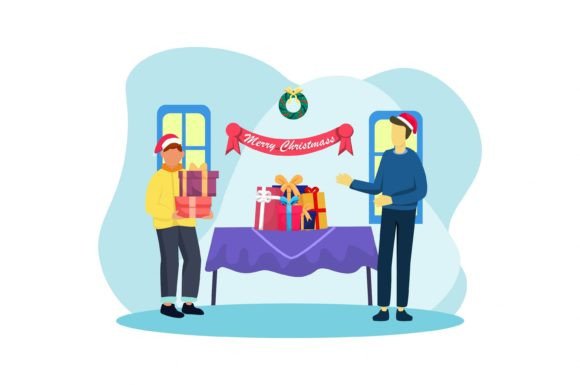 Christmas Day Activity Flat Design Illustrations