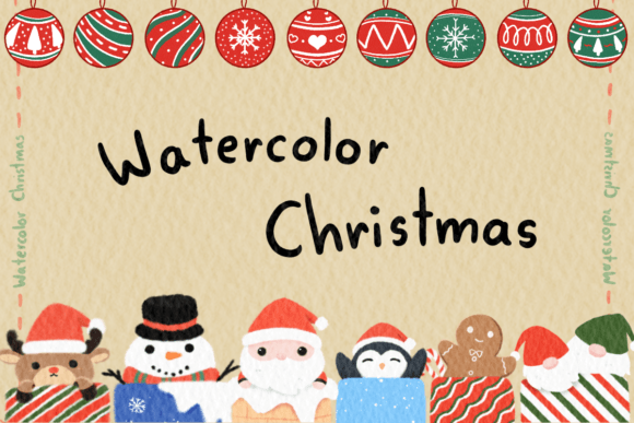 Christmas Decoration Watercolor Illustration for Digital Selling