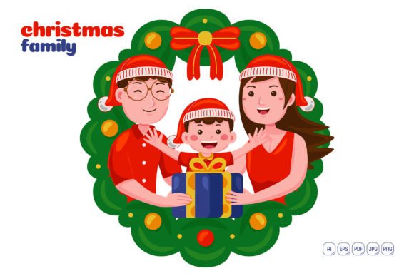 Christmas Family Vector Illustration for Digital Sellers