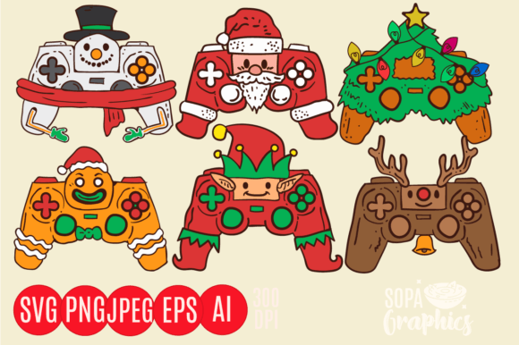 Christmas Gamer Controller Xmas Gaming Illustration Review