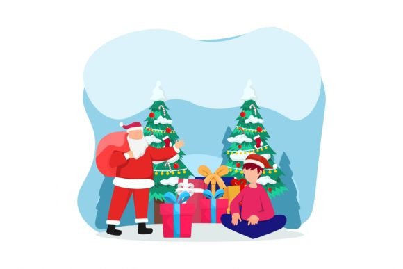 Christmas Gift Exchange Flat Design Illustrations for Local Branding