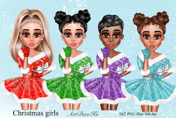 Christmas Girls Clipart Review for Embroidery Projects