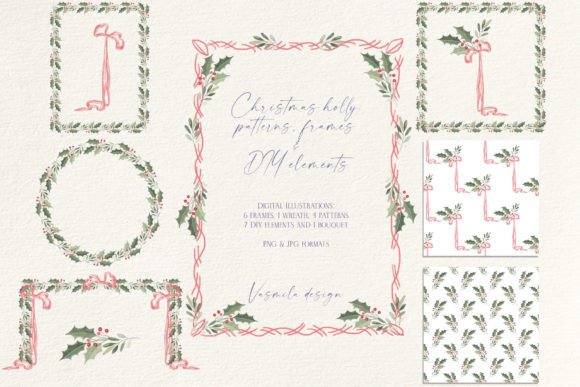 Christmas Holly Frames Illustrations for Festive Web Design