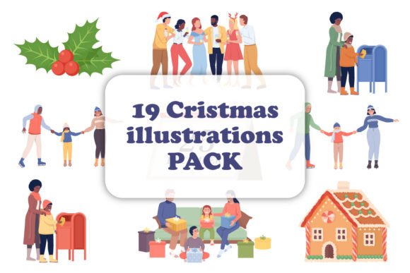 Christmas Preparation and Celebration Illustrations