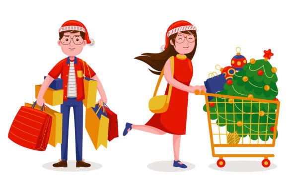 Christmas Shopping Vector Pack 01 for Local Business Branding
