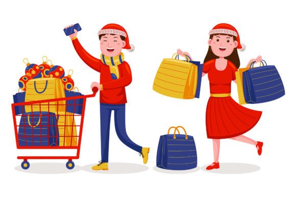 Christmas Shopping Vector Pack 02 for Local Branding
