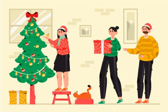 Christmas Tree Decoration Background Illustrations