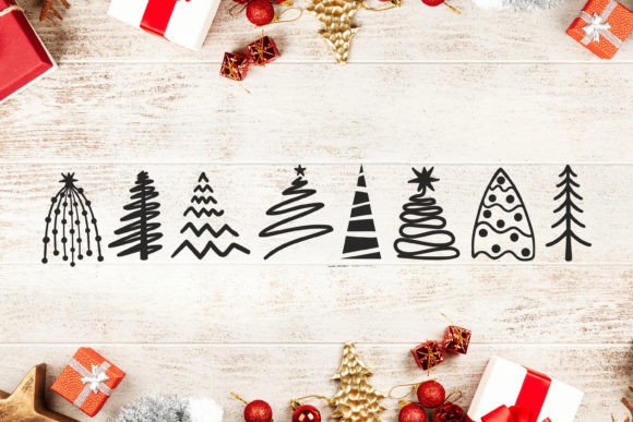 Christmas Tree Svg, Pine Hand Drawn Illustrations