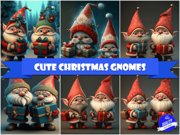 Cute Christmas Gnomes Illustrations for Branding and Marketing