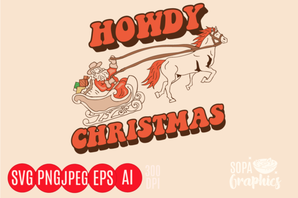 Howdy Santa Retro Christmas Illustration