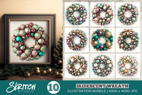 Iridescent Christmas Wreath Illustration Review