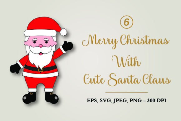 Merry Christmas with Cute Santa Claus Illustration