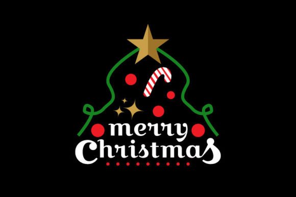 Merry Christmas Word Lettering Logo Illustrations
