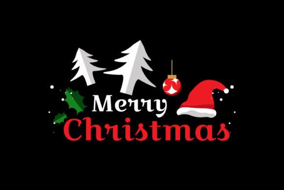 Merry Christmas Word Logo Concept Design Illustrations