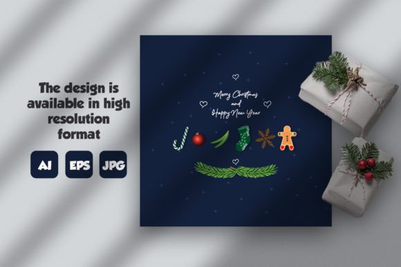 Minimal Christmas Element Illustrations for Modern Design
