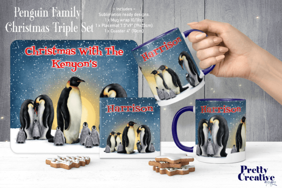 Penguin Family Christmas Triple Set Illustrations