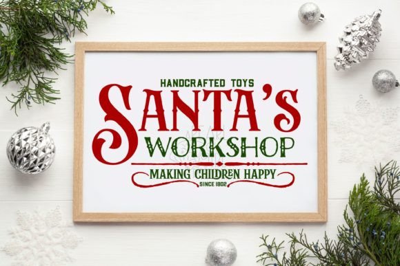 Santa's Workshop Christmas Sign SVG Illustration